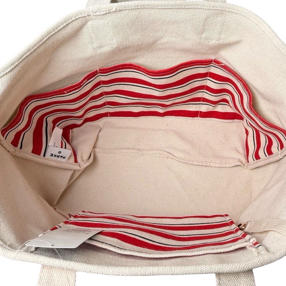 PARKE x Target Large Canvas Tote Bag Natural Red Logo NWT - Picture 5 of 6